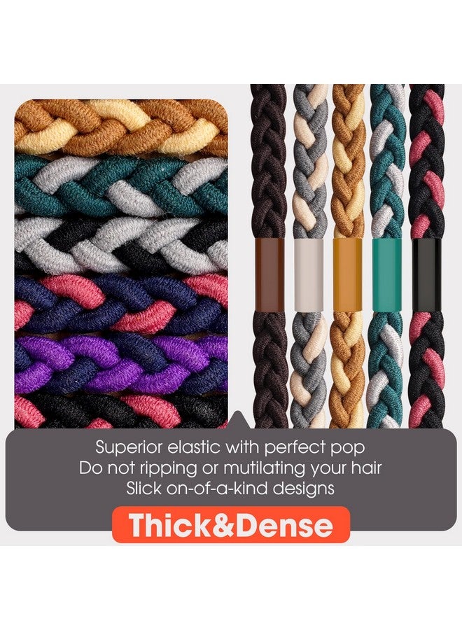 EasYoung 10Pcs Braided Mens Hair Ties For Guys For Buns Curly Thick Dense Hair Elastic Hair Ties For Men & Women No Crease Hair Coils Hair Ties Men With Long Hair - Image 3