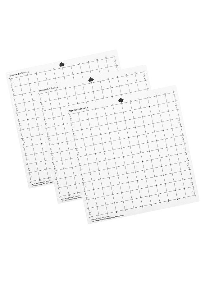 Bisofice - Cutting Machine Special Pad 12 Inch Measuring Grid Replacement Transparent PP Material Adhesive Mat With Clear Film Cover for Silhouette Cameo Plotter Machine 3PCS - Image 1