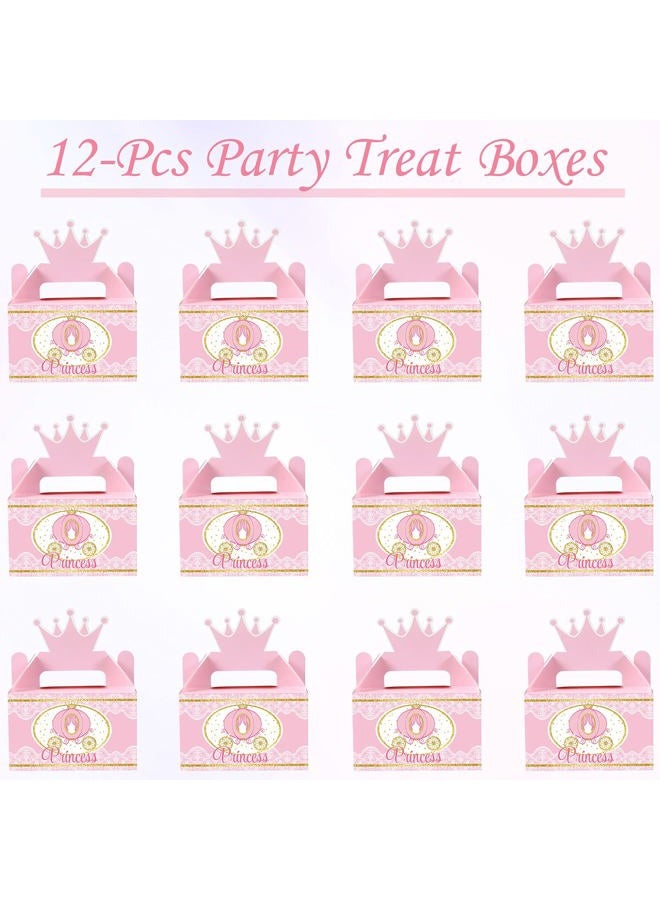 Outus 12 Pieces Little Princess Crown Treat Box Princess Decoration Supplies Favors Pink and Gold Princess Baby Shower or Birthday Girl Party Boxes - Image 4