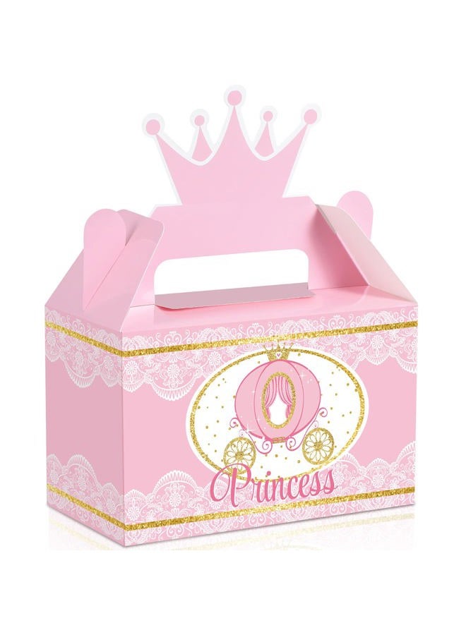 Outus 12 Pieces Little Princess Crown Treat Box Princess Decoration Supplies Favors Pink and Gold Princess Baby Shower or Birthday Girl Party Boxes - Image 1