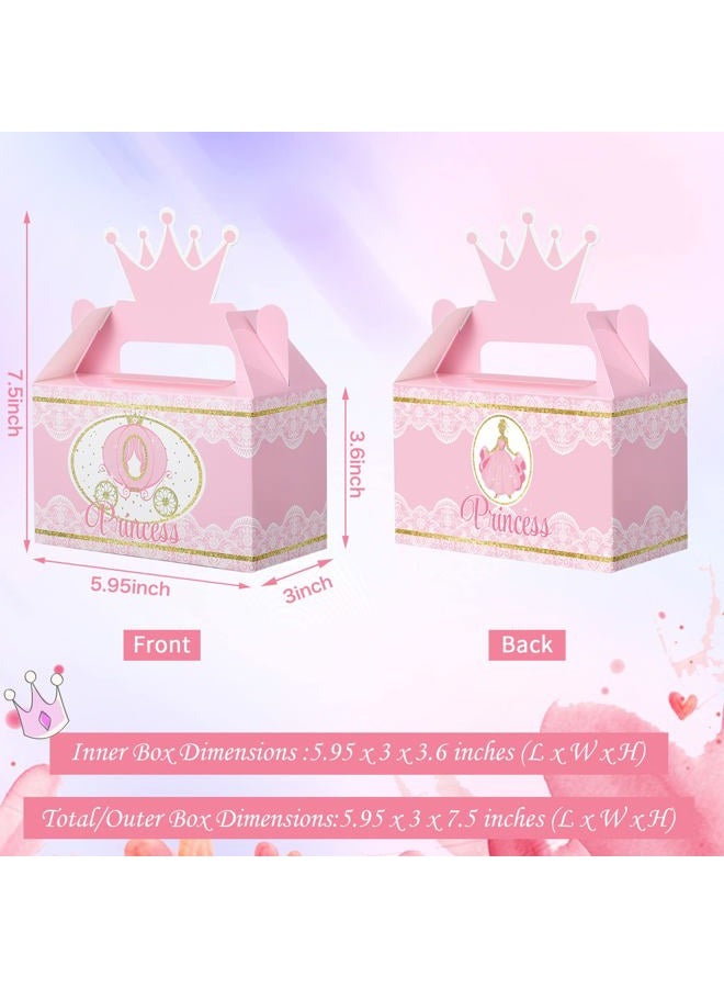 Outus 12 Pieces Little Princess Crown Treat Box Princess Decoration Supplies Favors Pink and Gold Princess Baby Shower or Birthday Girl Party Boxes - Image 2