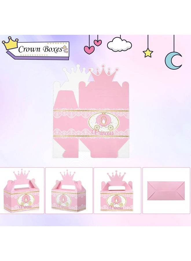 Outus 12 Pieces Little Princess Crown Treat Box Princess Decoration Supplies Favors Pink and Gold Princess Baby Shower or Birthday Girl Party Boxes - Image 3