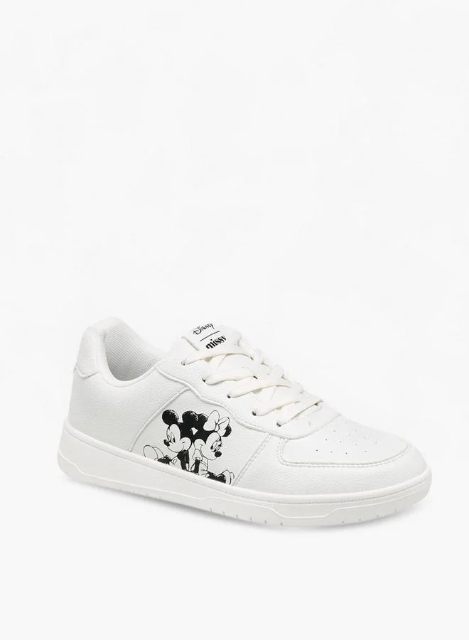 ديزني Mickey And Minnie Mouse Print Lace-Up Sneakers