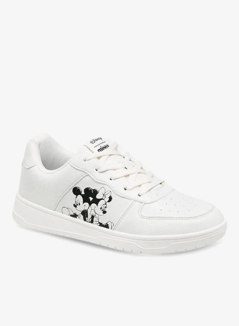 Disney Mickey And Minnie Mouse Print Lace-Up Sneakers