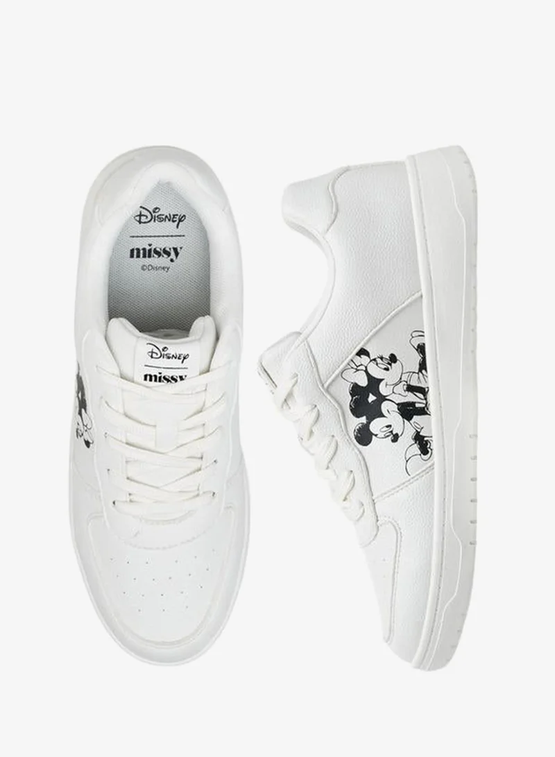 Disney Mickey And Minnie Mouse Print Lace-Up Sneakers
