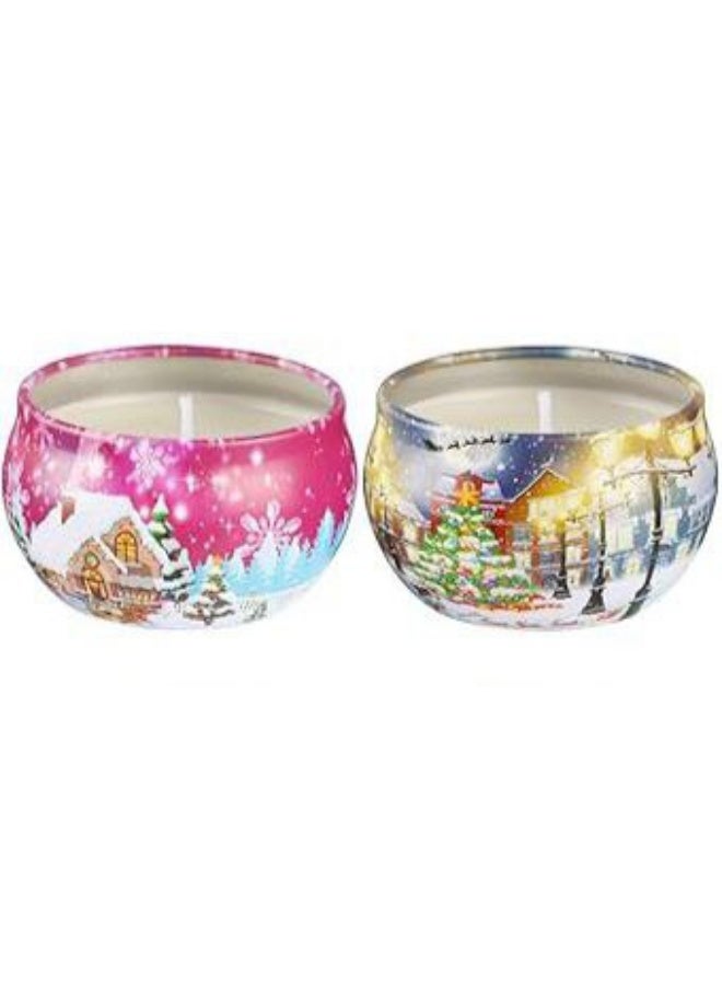 شمعتان معطرتان لعيد الميلاد، هدايا عيد الميلاد، 2.5 أونصة، شموع عيد الميلاد، شموع شمع الصويا، مجموعة عيد الميلاد المعطرة، شموع معطرة هدايا صغيرة للنساء والرجال والأصدقاء  (متعددة الأشكال والملونة) - Image 1