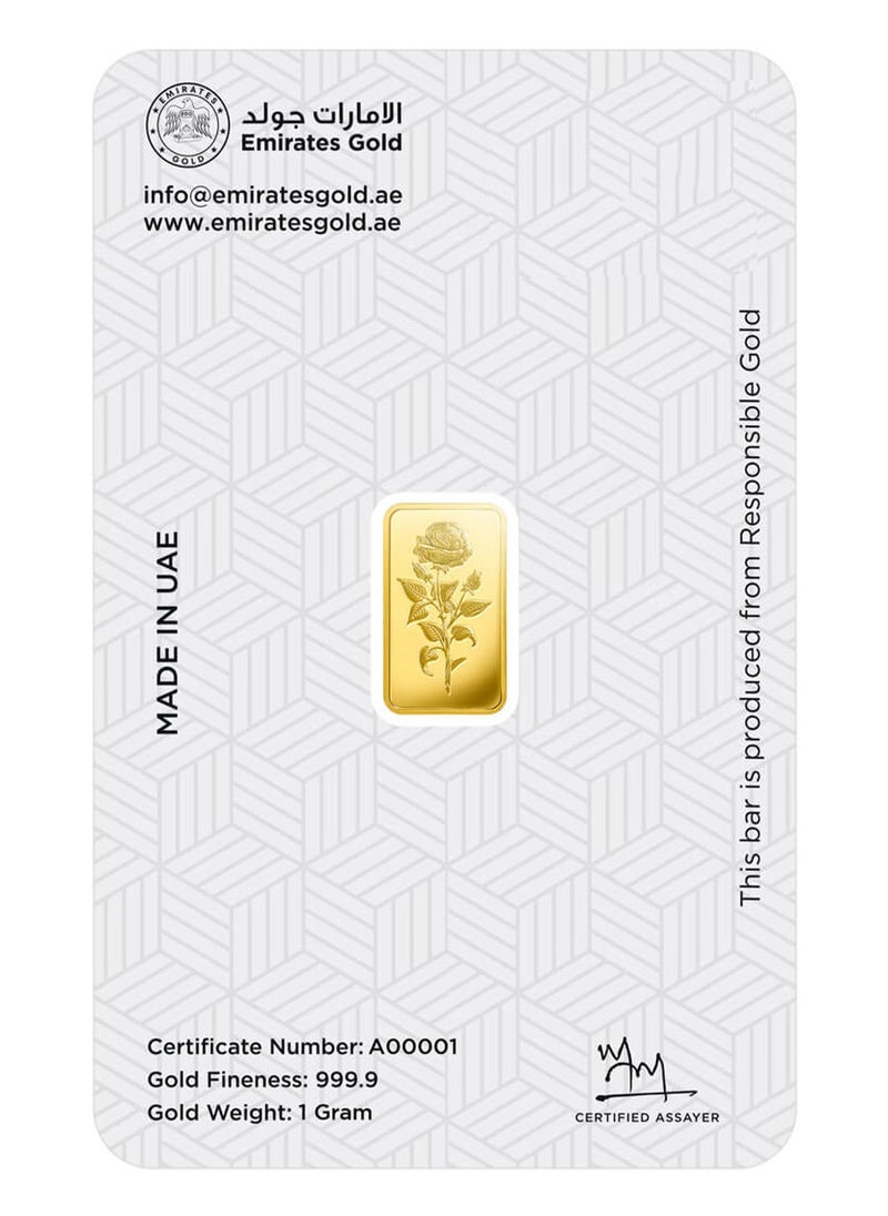 Emirates Gold - Emirates 1g Gold Bar Fine Gold 999.9 Purity - 1 Grams - Image 1