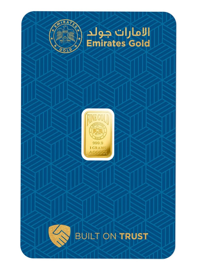 Emirates Gold - Emirates 1g Gold Bar Fine Gold 999.9 Purity - 1 Grams - Image 1