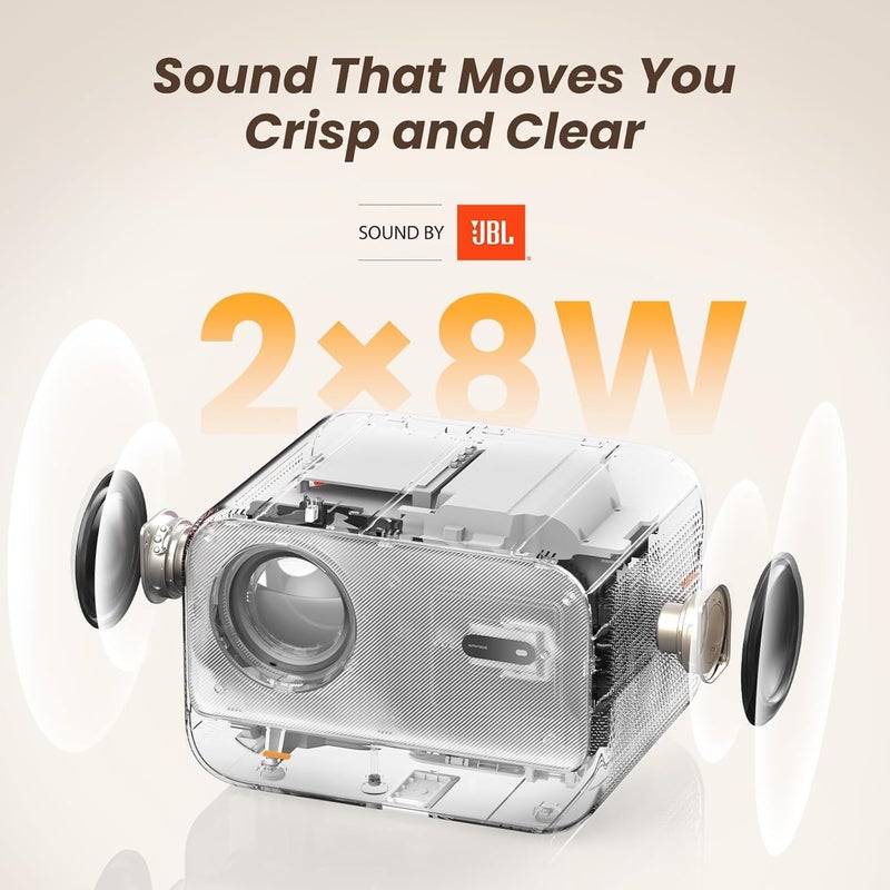 Yaber JBL 1080P FHD Sound, Mini WiFi 6 Bluetooth Projector [Auto Focus Fluid], Portable Outdoor Video Projector, Overhead Projector for iPhone/HDMI/USB/PS5 - Grey - Image 4