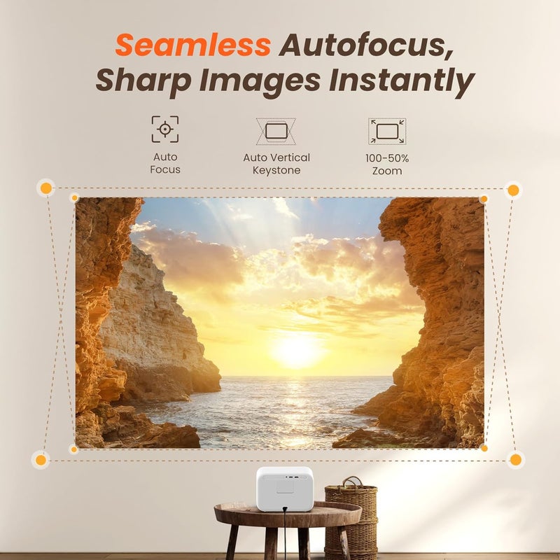 Yaber JBL 1080P FHD Sound, Mini WiFi 6 Bluetooth Projector [Auto Focus Fluid], Portable Outdoor Video Projector, Overhead Projector for iPhone/HDMI/USB/PS5 - Grey - Image 3