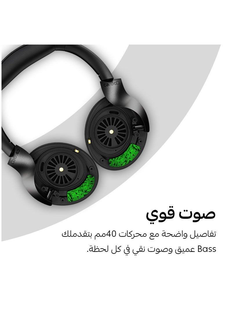 Headphone – Hybrid ANC Bluetooth Headphones with 3D Sound – 4 Mics – 55H Playtime – Fast Charging – Gaming Mode – Smart App – Foldable & Comfortable – Dual Connection – Bluetooth 5.4 - Black