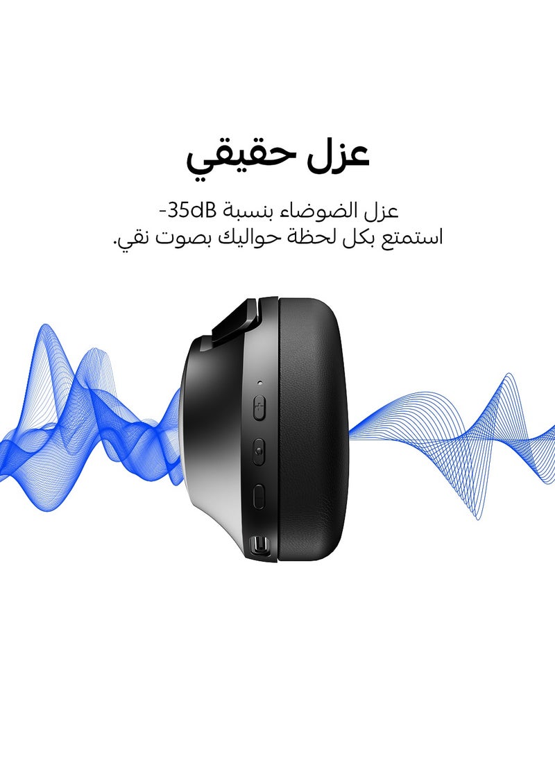 Headphone – Hybrid ANC Bluetooth Headphones with 3D Sound – 4 Mics – 55H Playtime – Fast Charging – Gaming Mode – Smart App – Foldable & Comfortable – Dual Connection – Bluetooth 5.4 - Black