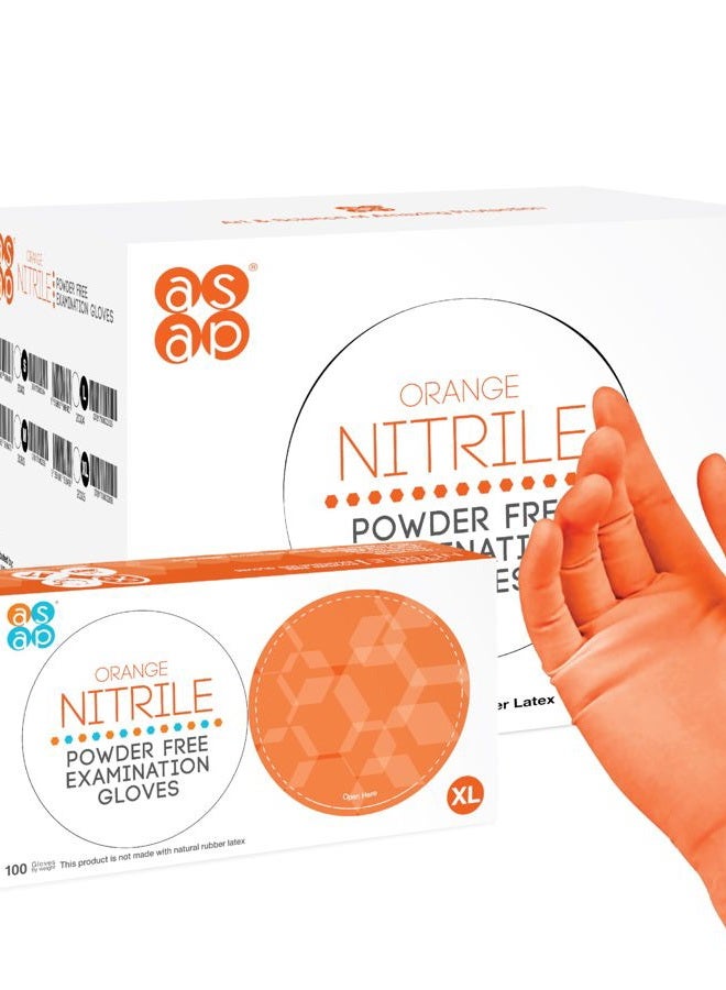 ASAP Orange Nitrile Powder Free Examination Gloves, Disposable, 4.5 mil, Orange (Box of 100) (Large) - Image 1