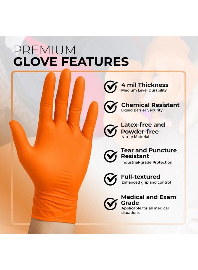 ASAP Orange Nitrile Powder Free Examination Gloves, Disposable, 4.5 mil, Orange (Box of 100) (Large) - Image 2