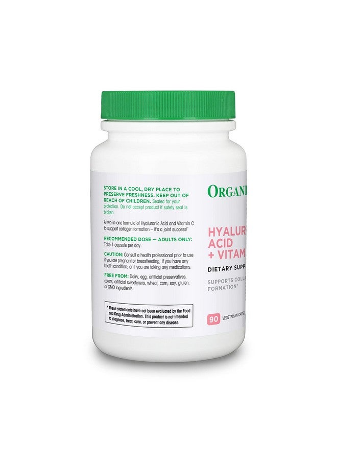 Organika Hyaluronic Acid With Vitamin C 120Mg Collagen Formation Joint Health Skin Hydration 90Vcaps - Image 3
