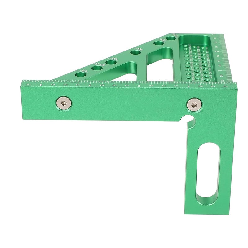 Carpenter Square Ruler with Locating Pin, Aluminum Alloy Measuring Tool, Green - Durable Engraved Inch Scale, Precise Marking for Woodworking and Crafts - Image 4