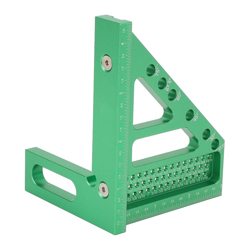 Carpenter Square Ruler with Locating Pin, Aluminum Alloy Measuring Tool, Green - Durable Engraved Inch Scale, Precise Marking for Woodworking and Crafts - Image 5