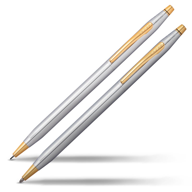 Cross Classic Century Refillable Pen & Pencil Gift Set Presented in a Luxury Gift Box - Medium Point, Black Ink, Medalist - Image 1