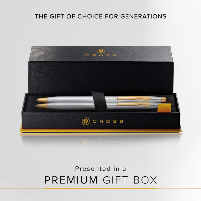 Cross Classic Century Refillable Pen & Pencil Gift Set Presented in a Luxury Gift Box - Medium Point, Black Ink, Medalist - Image 4