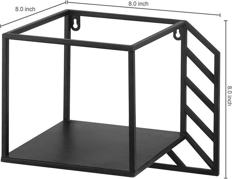 INDIAN DECOR. 43090 Wall-Mounted 8-inch Square Metal Display Shelf, Floating Shelf, Wall Decor Storage Ideas - Black - Image 3
