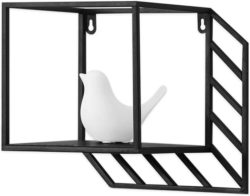 INDIAN DECOR. 43090 Wall-Mounted 8-inch Square Metal Display Shelf, Floating Shelf, Wall Decor Storage Ideas - Black - Image 5