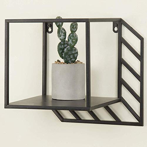 INDIAN DECOR. 43090 Wall-Mounted 8-inch Square Metal Display Shelf, Floating Shelf, Wall Decor Storage Ideas - Black - Image 1