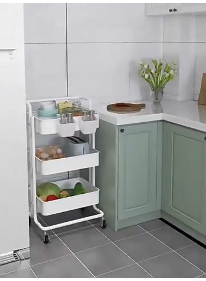 Bolivia's Movable Storage Rack Kitchen & Bathroom Multi-Tier Drainage Shelf Living Room & Bedroom Wheeled Storage Rack - Image 2