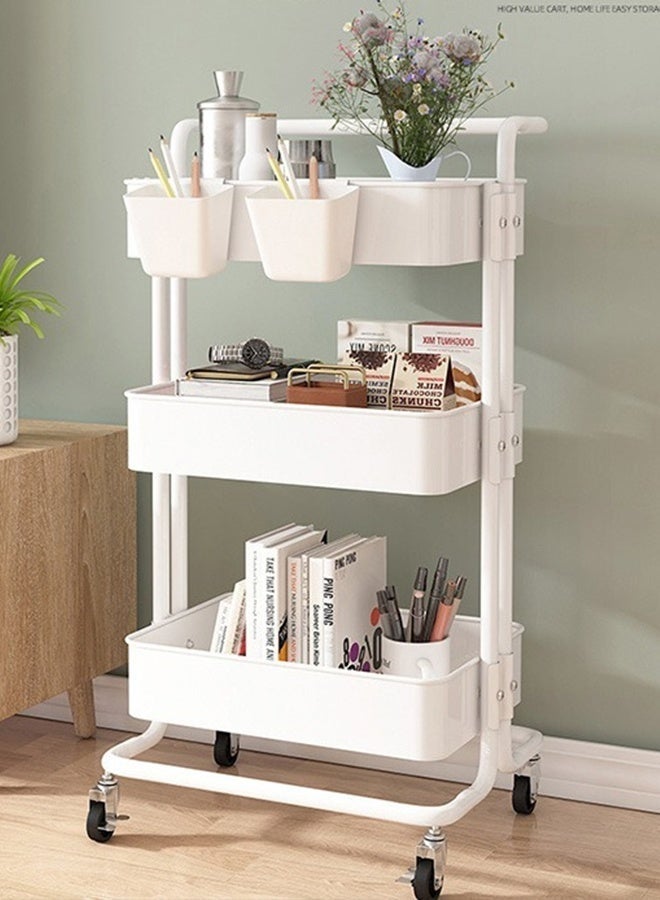 Bolivia's Movable Storage Rack Kitchen & Bathroom Multi-Tier Drainage Shelf Living Room & Bedroom Wheeled Storage Rack - Image 5