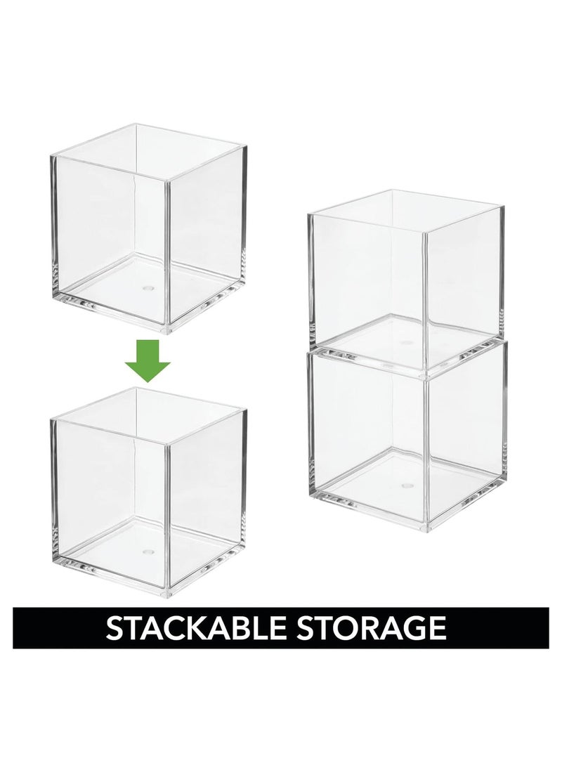 Eworld Set of 3 Clear Stackable Plastic Storage Containers, Perfect for Cabinets, Drawers, Desks, and Workspace Organization, Keep Pens, Pencils, Highlighters, and Notebooks Neatly Sorted.  - Image 3
