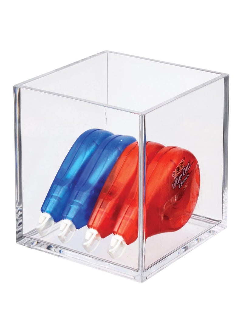 Eworld - Set of 3 Clear Stackable Plastic Storage Containers, Perfect for Cabinets, Drawers, Desks, and Workspace Organization, Keep Pens, Pencils, Highlighters, and Notebooks Neatly Sorted. - Image 1
