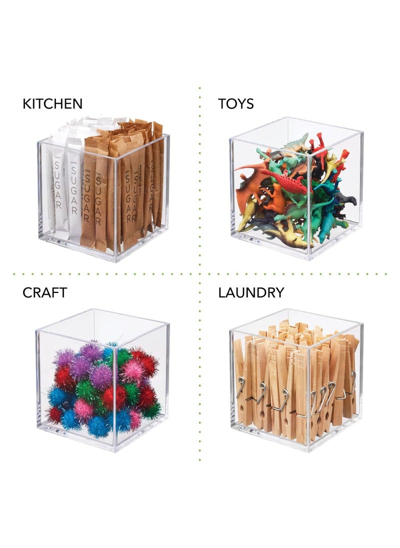 Eworld Set of 3 Clear Stackable Plastic Storage Containers, Perfect for Cabinets, Drawers, Desks, and Workspace Organization, Keep Pens, Pencils, Highlighters, and Notebooks Neatly Sorted.  - Image 4