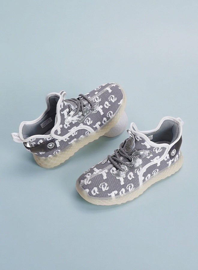 TARANIS Kids Minimalist Sneakers: Monochrome Gray Chic - Image 1