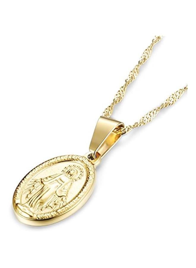 عربست فينريزيو مطلية بالذهب 14 قيراط صليب مجوهرات مسيحية كاثوليكية قلادة العذراء ماري قلادة للنساء مجموعة قلادة متعددة الطبقات - Image 4