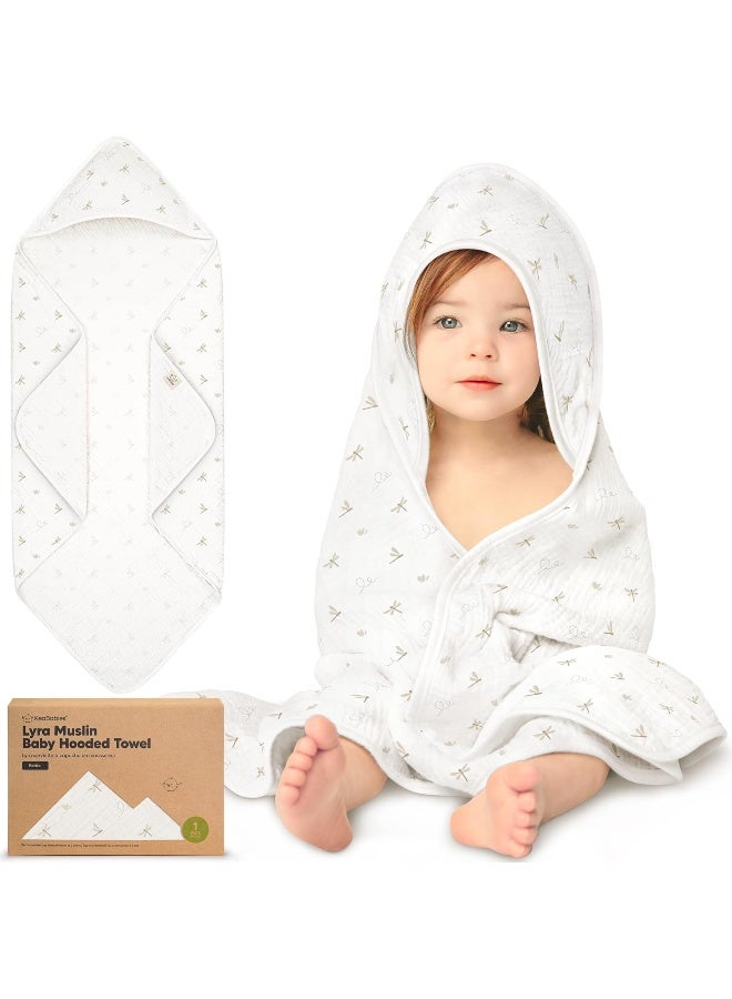KeaBabies Muslin Baby Bath Towels with Hood for Girls, Boys -Large Organic Cotton Hooded Baby Towels for Newborns,Toddlers,Infant,Kids,Soft Absorbent Newborn Bath Essentials Gift Set(Meadow, Petite)