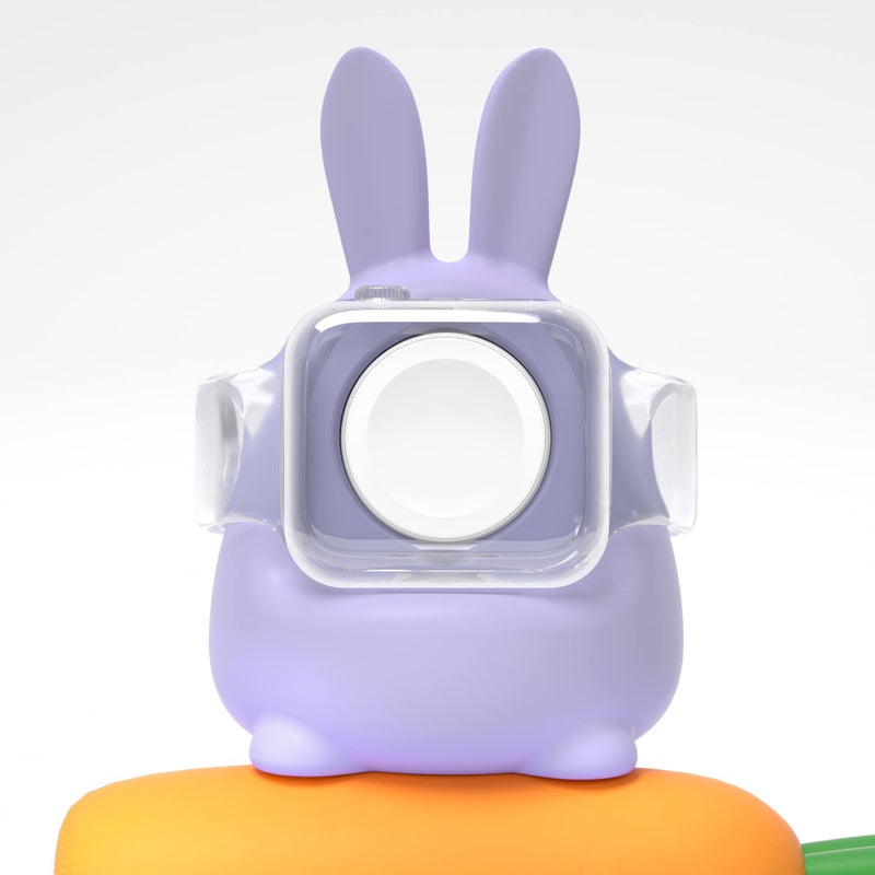 ELETIUO Charger Stand Compatible with Apple Watch Series 49/45/44/42/41/40/38mm (Ultra2/Ultra/9/8/7/6/SE2/SE/5/4,Silicone iWatch Charging Organizer,Supports Night Stand Mode,Purple - Image 4