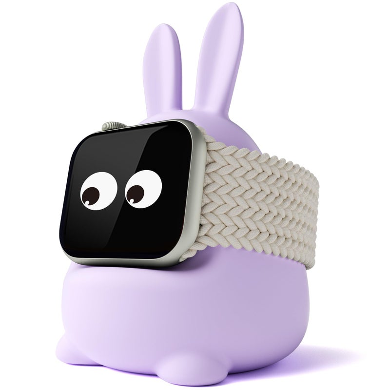 ELETIUO Charger Stand Compatible with Apple Watch Series 49/45/44/42/41/40/38mm (Ultra2/Ultra/9/8/7/6/SE2/SE/5/4,Silicone iWatch Charging Organizer,Supports Night Stand Mode,Purple - Image 1