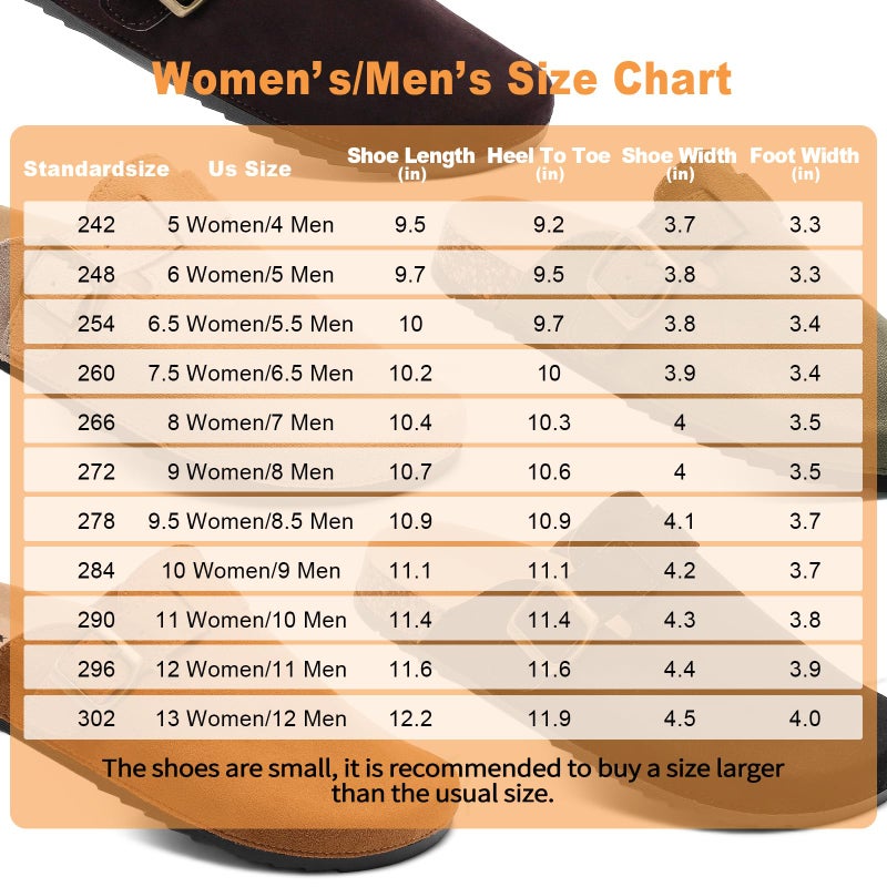 DDXYYDS Suede Clogs Men & Women Unisex Leather Mules Soft Cork Footbed Adjustable Buckle Slip Sandals Potato Shoes with Arch Support Black - Image 5