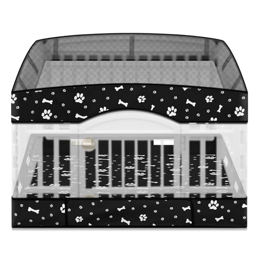 SilTriangle 2 Pack Dog Playpens Cover and Bottom Mat Fits for 36 Inch 4 Panels Pet PlayPen Dog Crate Cover Puppy Exercise Pad Reusable Washable Hoop and Loop Design Playpen Not IncludedBlack - Image 1