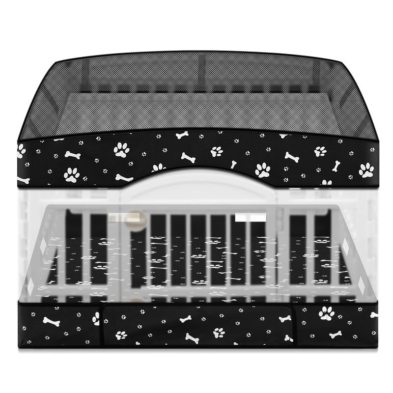 SilTriangle 2 Pack Dog Playpens Cover and Bottom Mat Fits for 36 Inch 4 Panels Pet PlayPen Dog Crate Cover Puppy Exercise Pad Reusable Washable Hoop and Loop Design Playpen Not IncludedBlack - Image 2