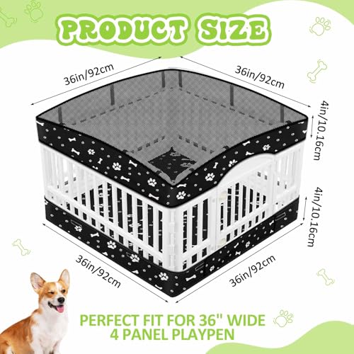 SilTriangle 2 Pack Dog Playpens Cover and Bottom Mat Fits for 36 Inch 4 Panels Pet PlayPen Dog Crate Cover Puppy Exercise Pad Reusable Washable Hoop and Loop Design Playpen Not IncludedBlack - Image 3
