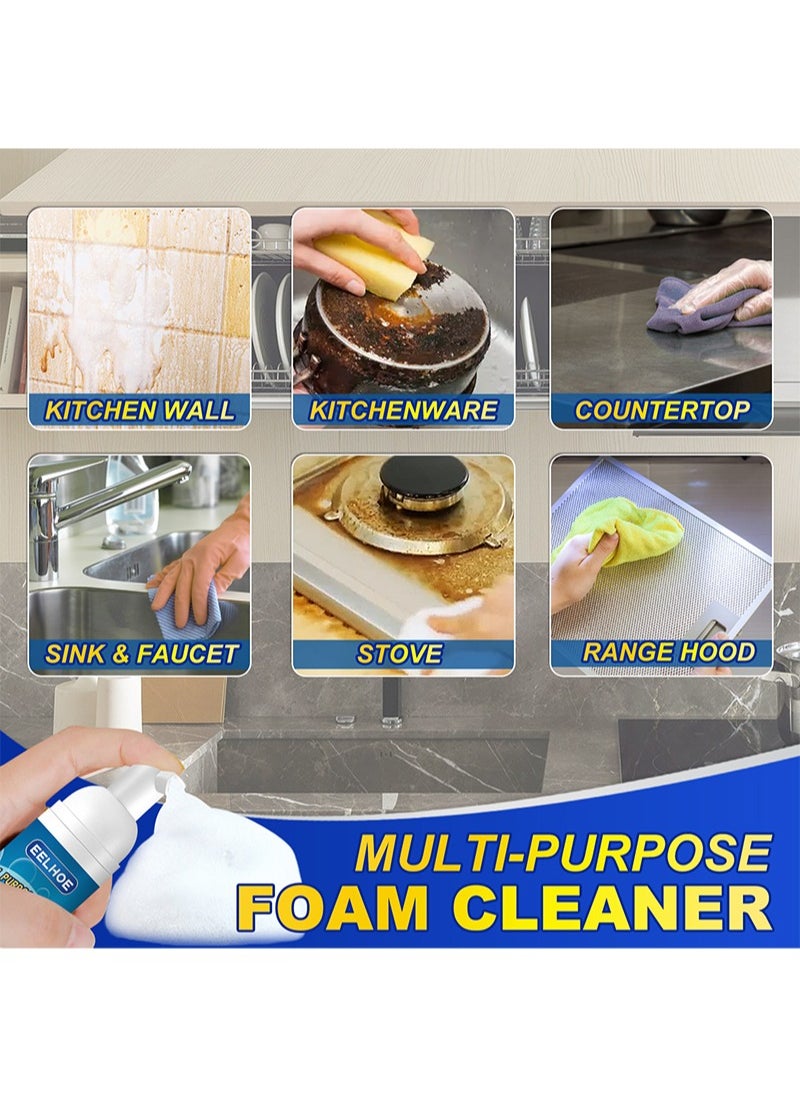 2 Pieces Of Rinse Free Cleaning Spray, All Purpose Foam Cleaner, Kitchen Deep Cleaning Spray, Stubborn Oil Stain Remover