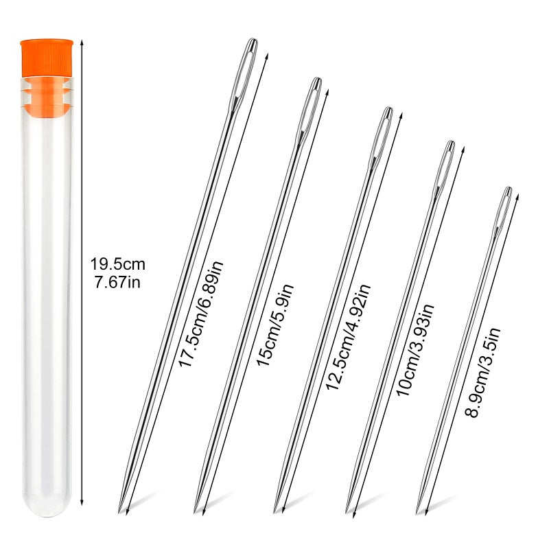 WONVOC Long Sewing Needles, 5 Sizes - 3.5/3.9/4.9/5.9/6.9'', Stitching Needles, Large-Eye Hand Quilting Needles, Hand Sewing Needles for Thick Cushion, Sofa, Curtain, Carpet, Act Crafts - Image 2
