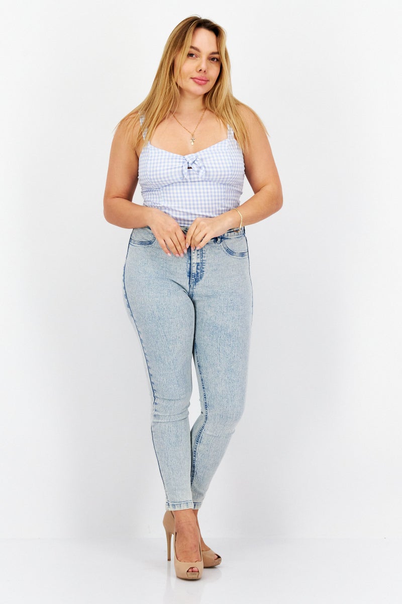 STEVE MADDEN BB Dakota by Steve Madden Women Tie Neck Sleeveless Gingham Crop Top, Multicolor - Image 2