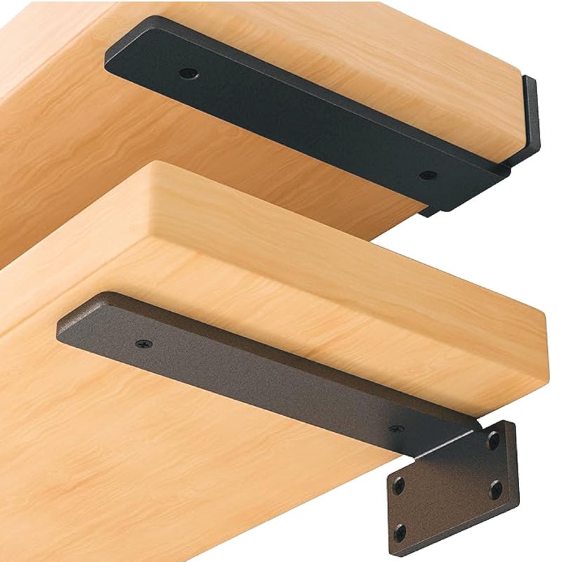 FORTUNE Heavy Duty Shelf Bracket for Wall Shelves L Shape Angle Brackets with Screws & Fittings | Decorative Steel Metal Black Powder Coated Corner Shelf Supporter Only Brackets for Wall Rack - Image 5
