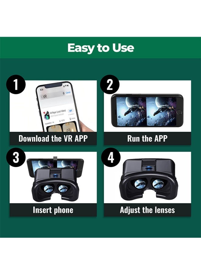 Muyixin VR Headset for Phone with Controller, Virtual Reality Goggles Set vr Headset for Kids and Adults for VR Game Video Movies Education, Compatible with iPhone 16/15/14/13/12 Samsung Android 4.5-6.7" - Image 3