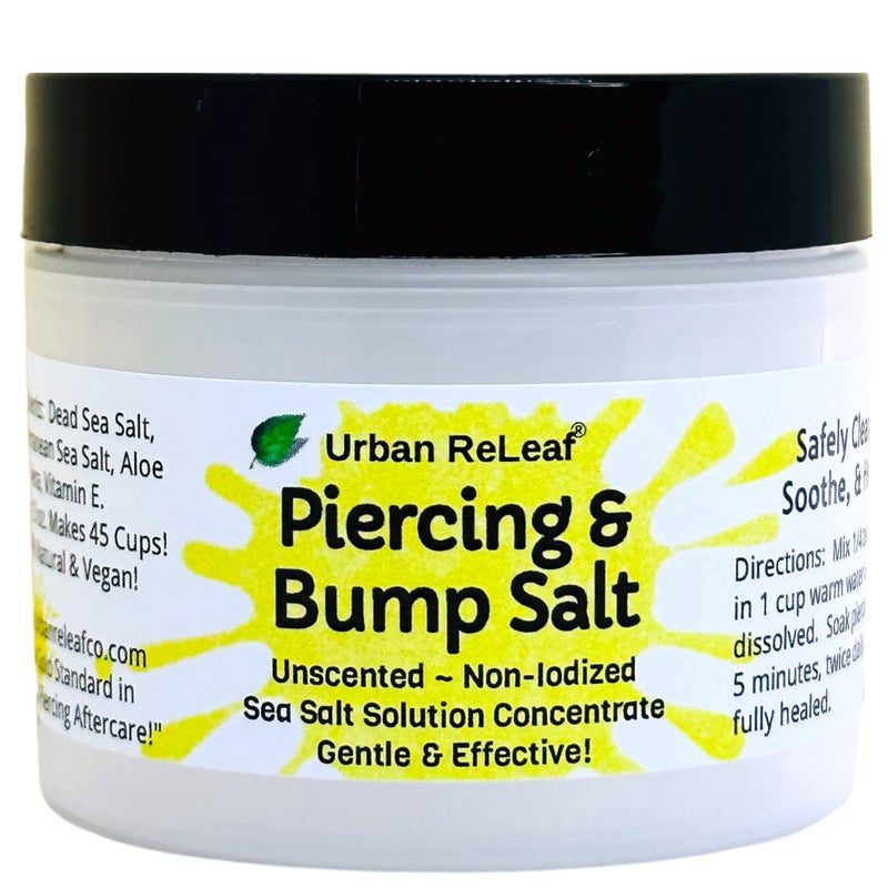 Urban ReLeaf محلول ملح البحر غير المعطر من أوربان رليف للثقب والنتوءات! ي صنع 45 كوبًا! لطيف وفعال ونظيف ومهدئ وهادئ. غير مضاف إليه اليود. إنه يعمل! تطهير ونقع، رعاية ملحية جديدة بعد العملية. - Image 1
