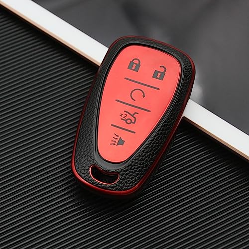 CHATYYD Key Fob Cover for Chevy, Smart Remote Car Key Case Accessories Compatible with Chevrolet 2015-2024 Cruze Malibu Camaro Traverse Spark Equinox Sonic Volt Bolt 5 Button(Red) - Image 3