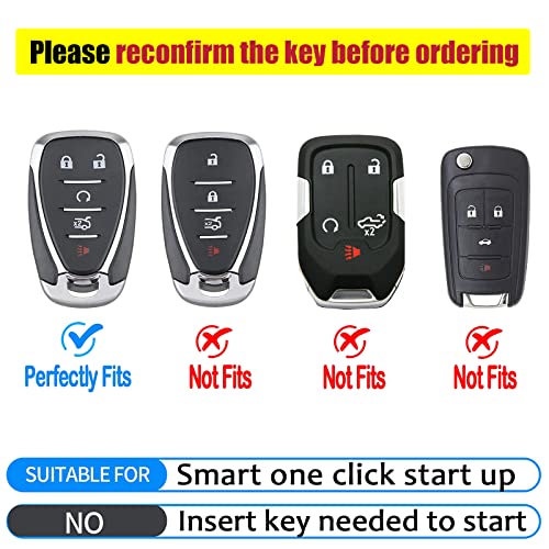 CHATYYD Key Fob Cover for Chevy, Smart Remote Car Key Case Accessories Compatible with Chevrolet 2015-2024 Cruze Malibu Camaro Traverse Spark Equinox Sonic Volt Bolt 5 Button(Red) - Image 2