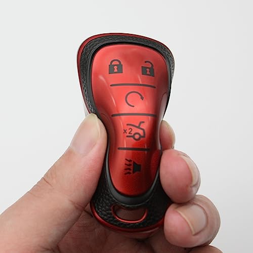 CHATYYD Key Fob Cover for Chevy, Smart Remote Car Key Case Accessories Compatible with Chevrolet 2015-2024 Cruze Malibu Camaro Traverse Spark Equinox Sonic Volt Bolt 5 Button(Red) - Image 5