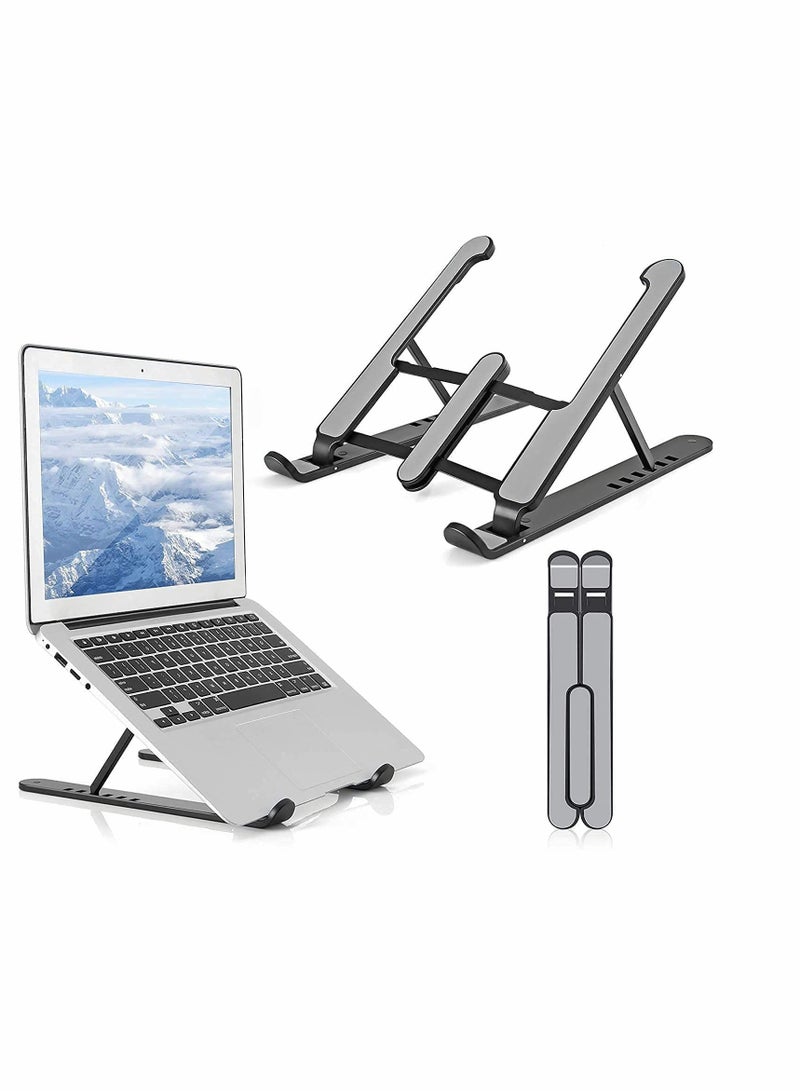 KASTWAVE Portable Laptop Stand, Laptop Holder Stand for Tablets, MacBook Pro and Laptops Adjustable Notebook Stand Desk Riser Foldable Notebook Cooling (Black) - Image 1